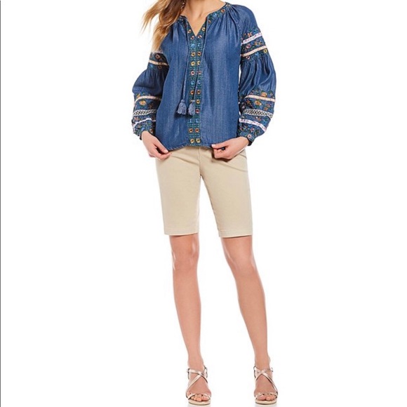 NYDJ Pants - NYDJ, Khaki Slimming Chino Bermuda Shorts Size 8